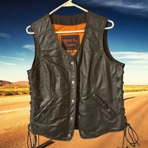 Women’s Leather Vest with Lace-Up Sides